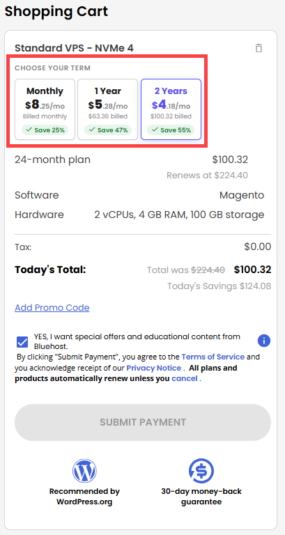 Self-Managed VPS - service terms