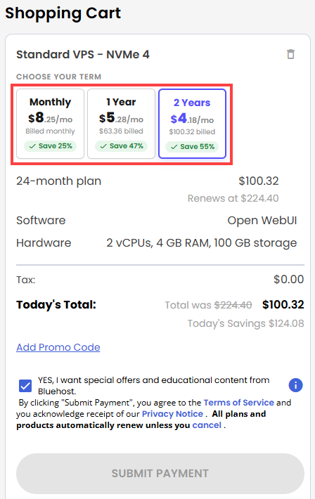 Self-Managed VPS - service terms