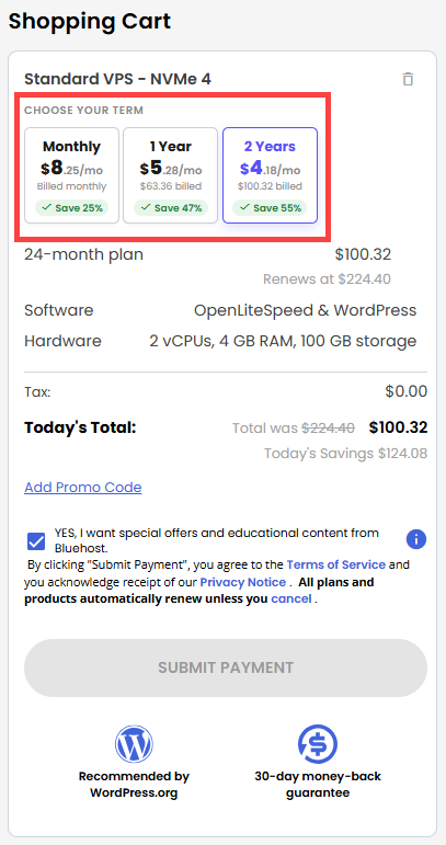 Self-Managed VPS - service terms