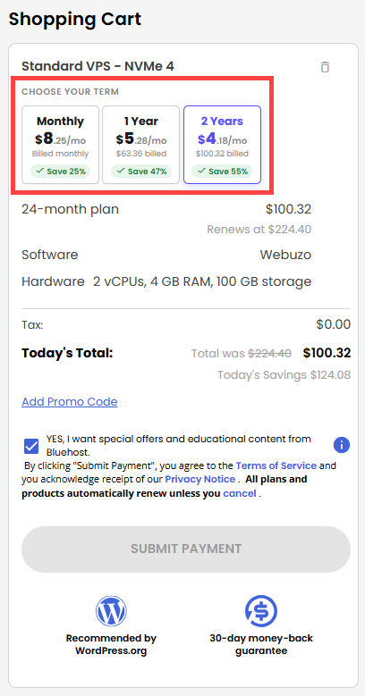 Self-Managed VPS - service terms