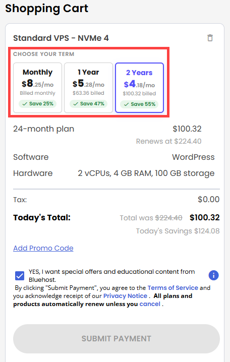 Self-Managed VPS - service terms