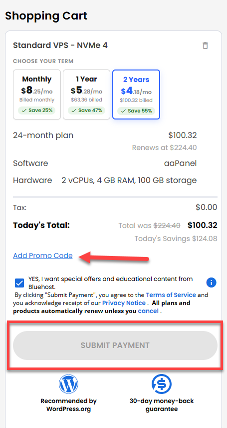 Self-Managed VPS - service terms