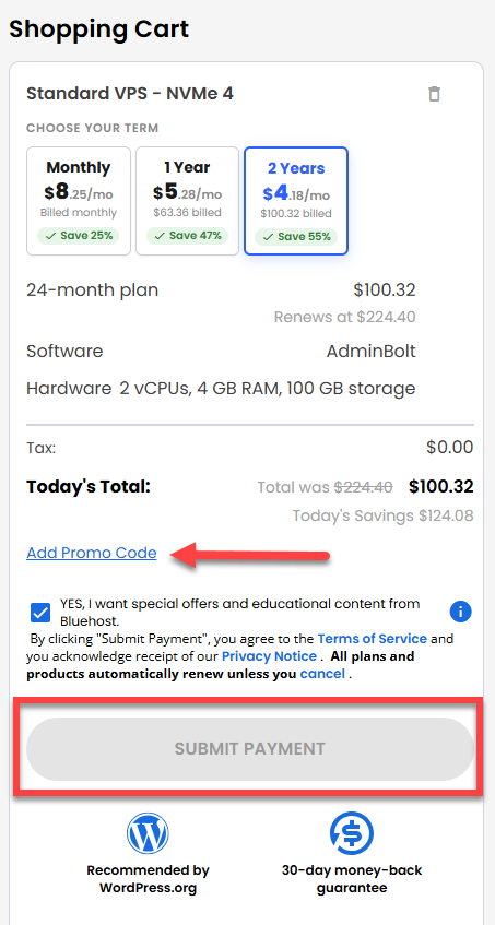 Self-Managed VPS - service terms