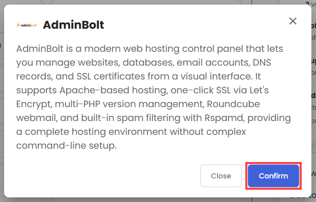 Confirm AdminBolt