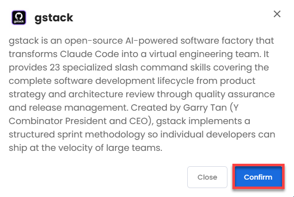 select gstack- confirm