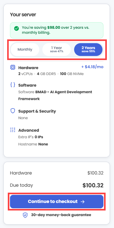 Self-Managed VPS - n8n - Continue to Checkout