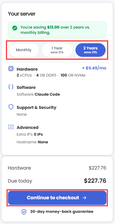 Self-Managed VPS - Claude Code - Continue to Checkout