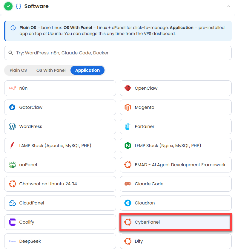 Choose Cyberpanel