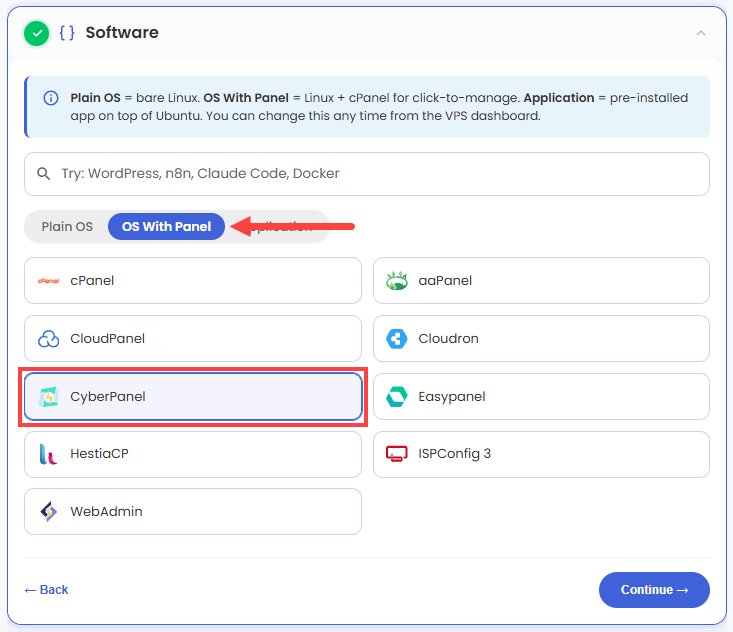 Choose Cyberpanel