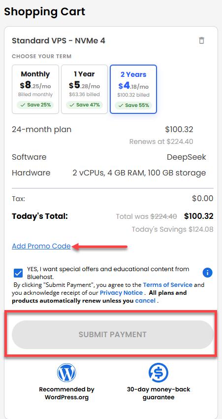 Self-Managed VPS - service terms