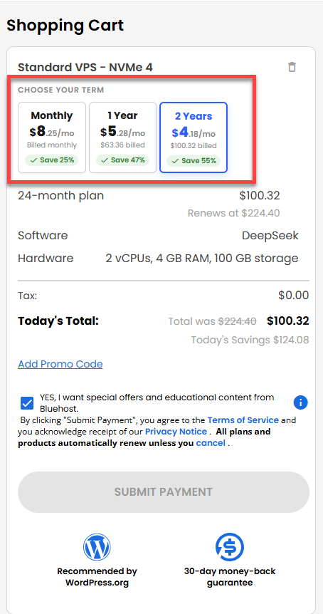 Self-Managed VPS - service terms