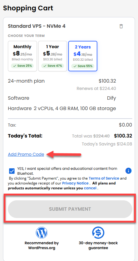 Self-Managed VPS - service terms