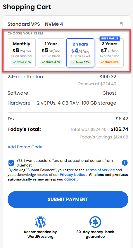 Self-Managed VPS - service terms