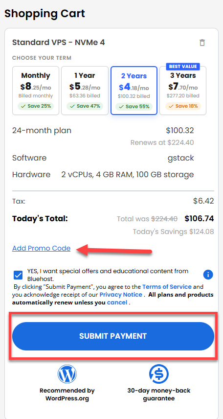 Self-Managed VPS - service terms