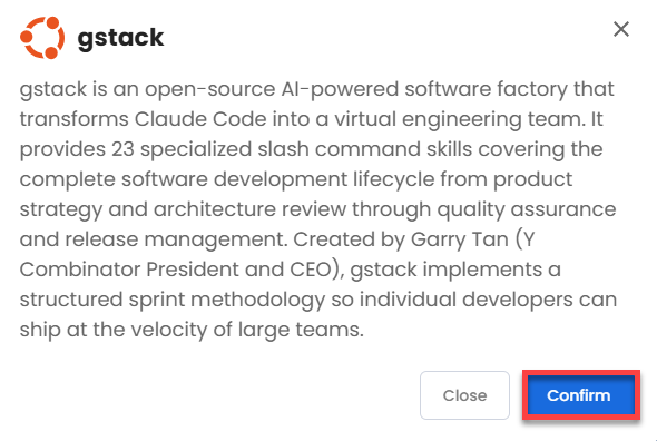 select gstack- confirm