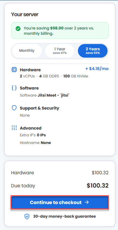 Self-Managed VPS - n8n - Continue to Checkout