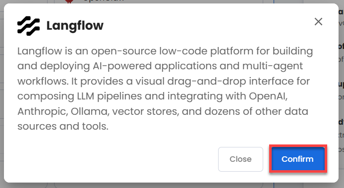 select langflow- confirm
