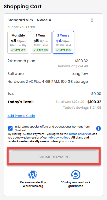 Self-Managed VPS - service terms