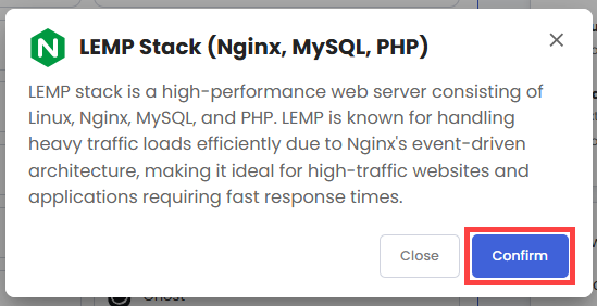 Self-Managed VPS - Application tab - Odoo pop-up