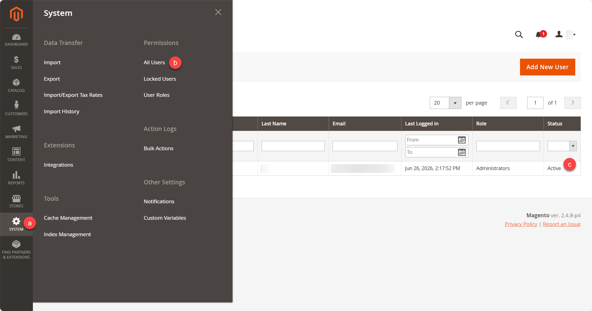 Admin Dashboard delete user default admin