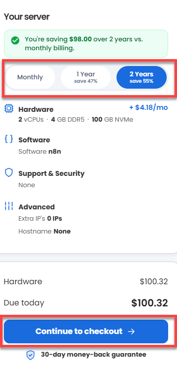 Self-Managed VPS - n8n - Continue to Checkout