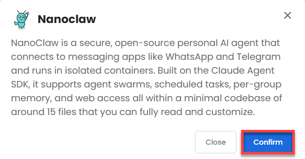 select nanoclaw- confirm