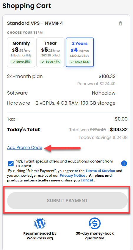 Self-Managed VPS - service terms