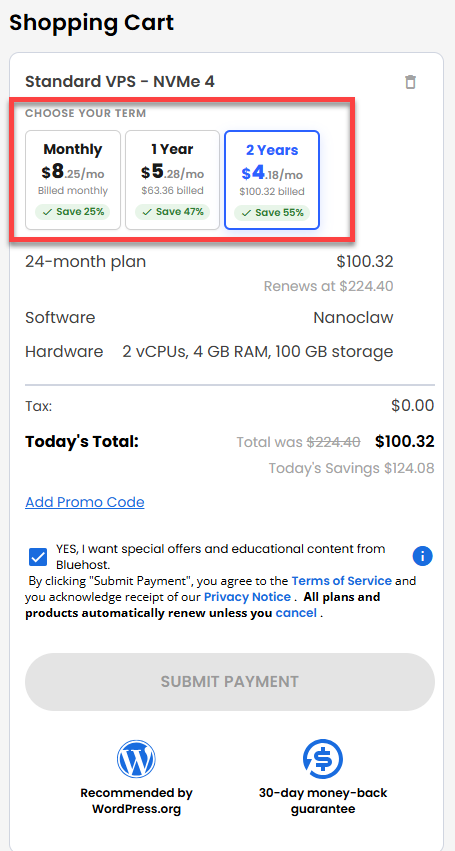 Self-Managed VPS - service terms