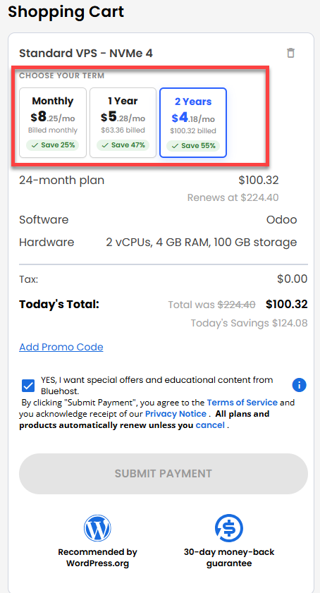 Self-Managed VPS - service terms