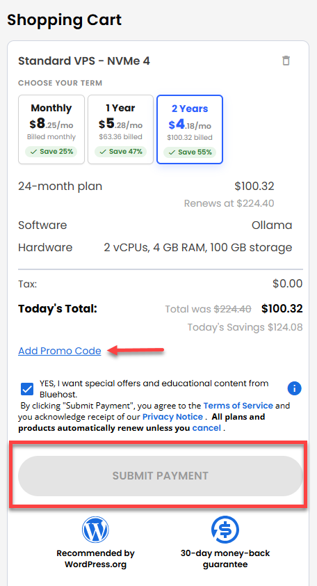 Self-Managed VPS - service terms