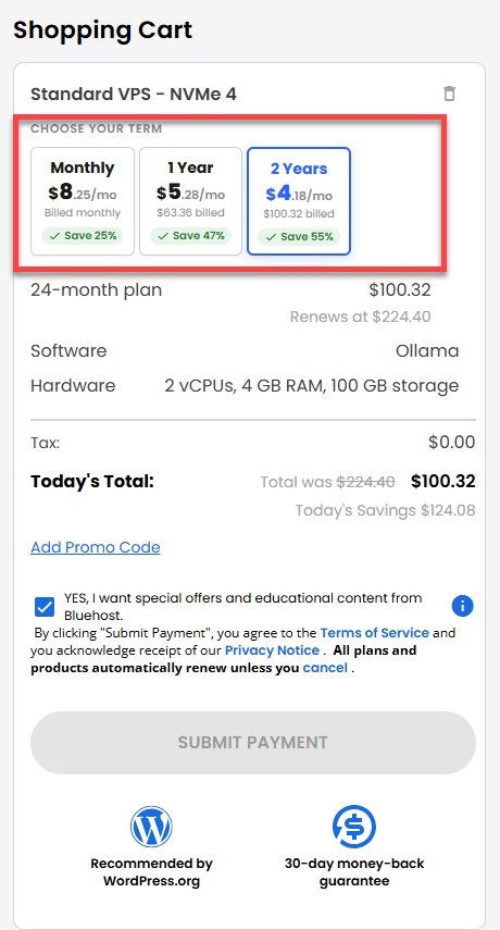Self-Managed VPS - service terms