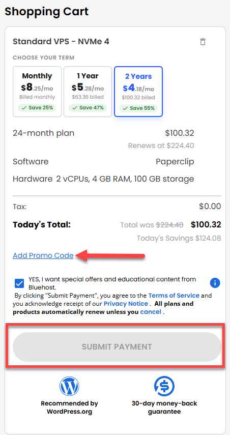 Self-Managed VPS - service terms