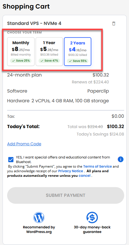 Self-Managed VPS - service terms