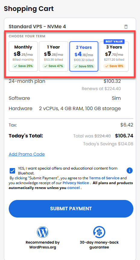 Self-Managed VPS - service terms