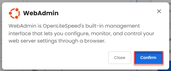 select webadmin- confirm