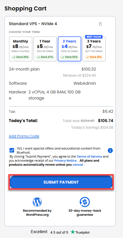 Self-Managed VPS - service terms