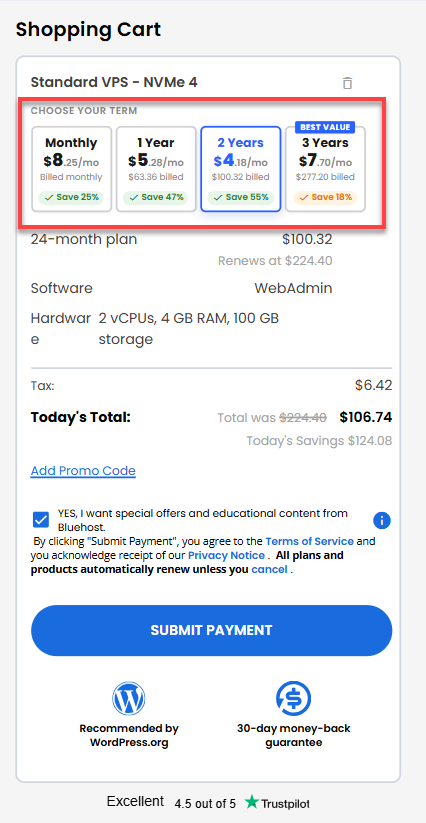 Self-Managed VPS - service terms