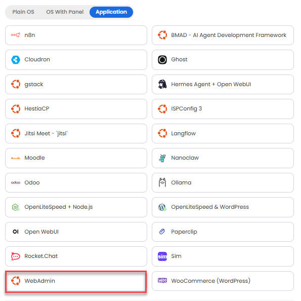 select webadmin