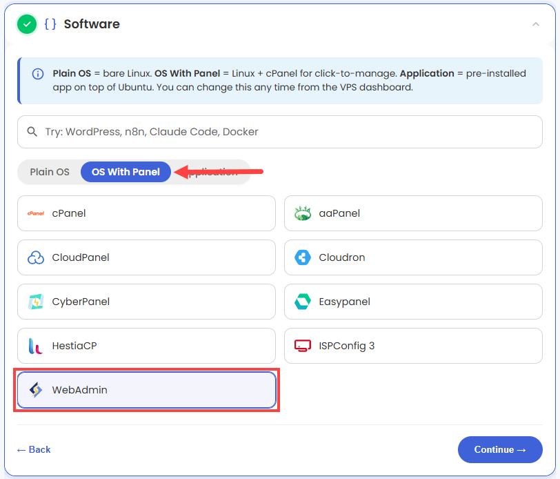 select webadmin