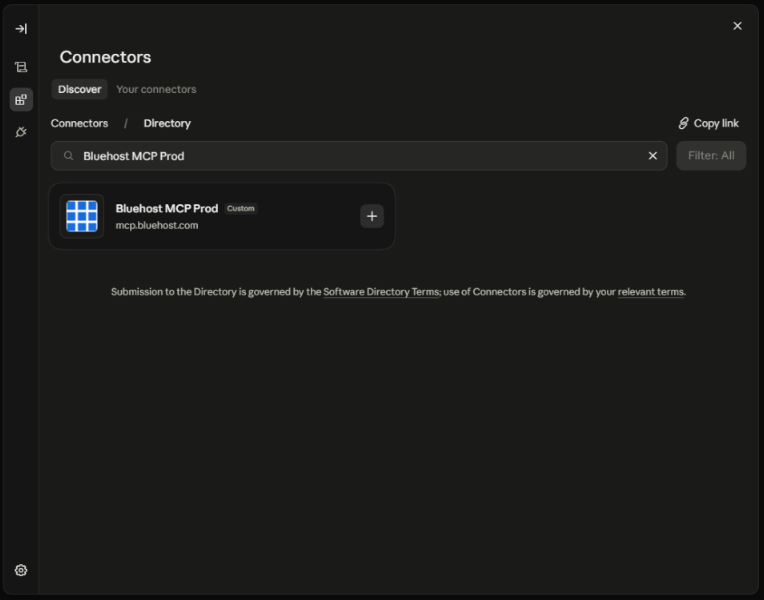 Browse extensions directory search results for Bluehost MCP Prod