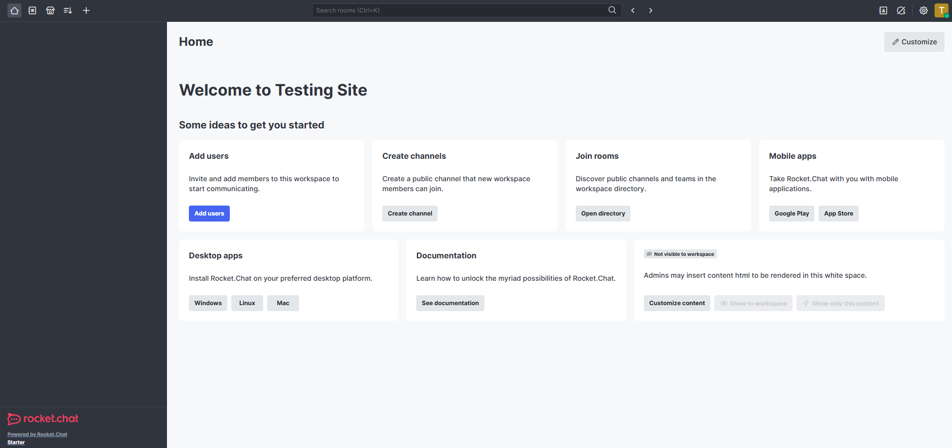 Rocket.chat Dashboard