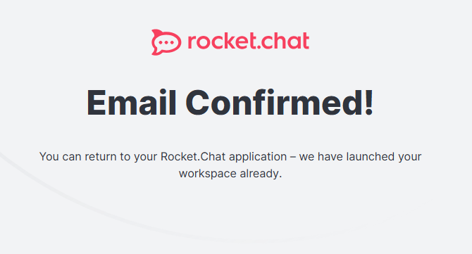 Rocket.chat Email Confirmed