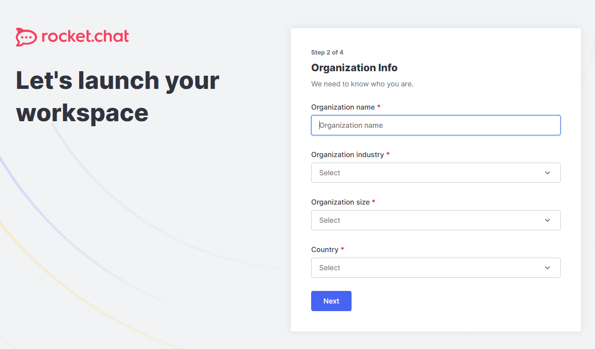Rocket.chat Organization Info