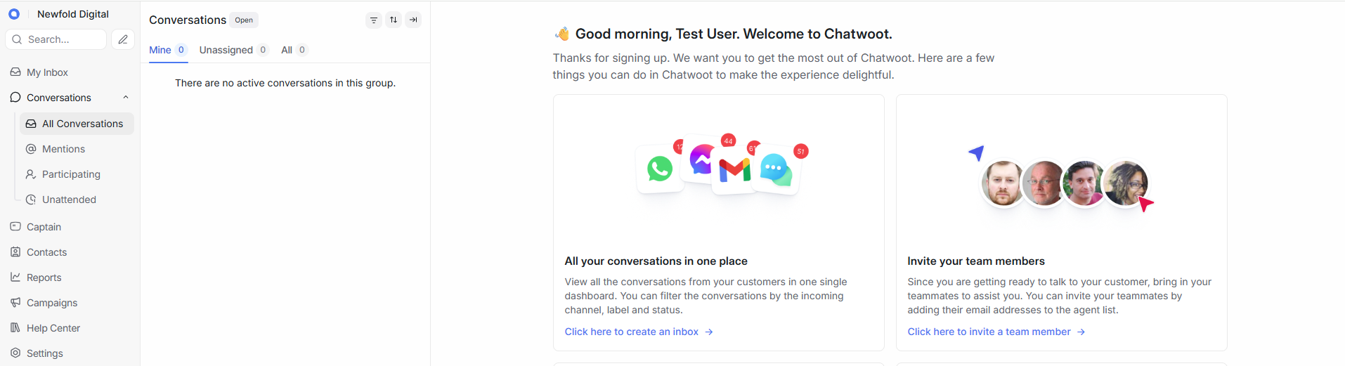Self-Managed - Chatwoot - Dashboard