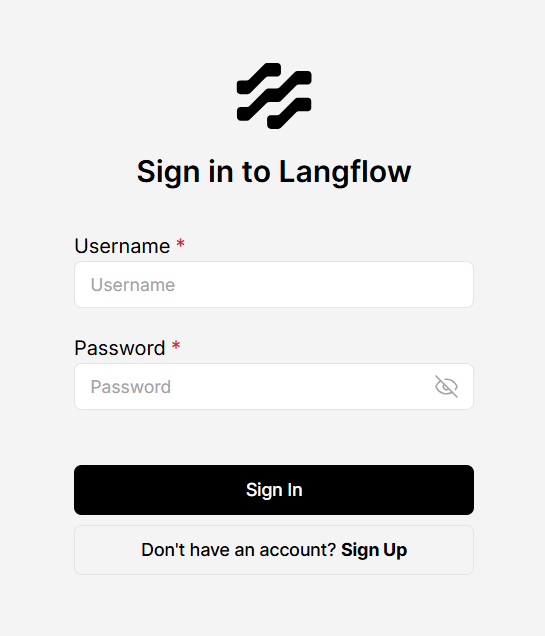 Self-Managed - Langflow - Login page