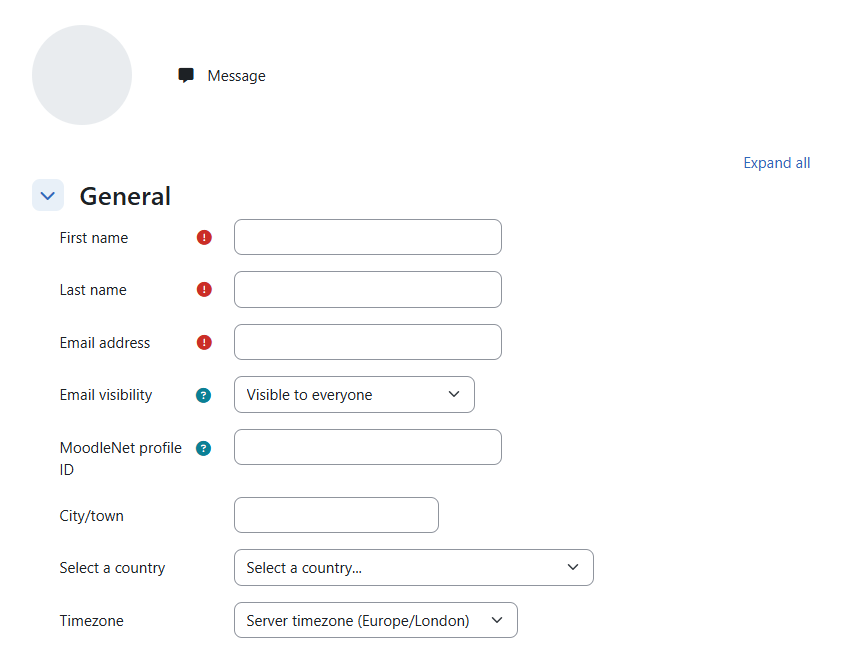 Self-Managed Moodle Update Profile Page