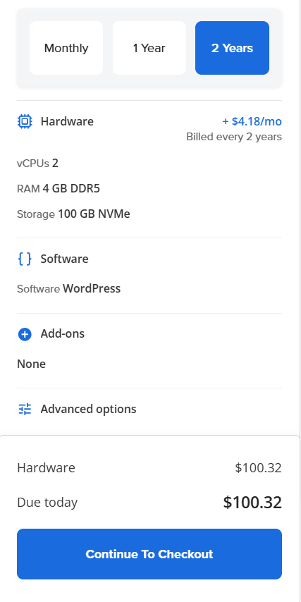 Self-Managed VPS - Odoo - Continue to Checkout