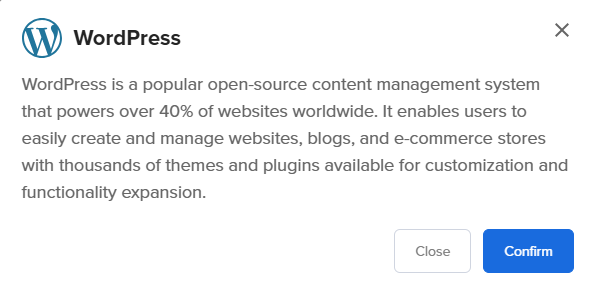 Self-Managed VPS - Application tab - Odoo pop-up