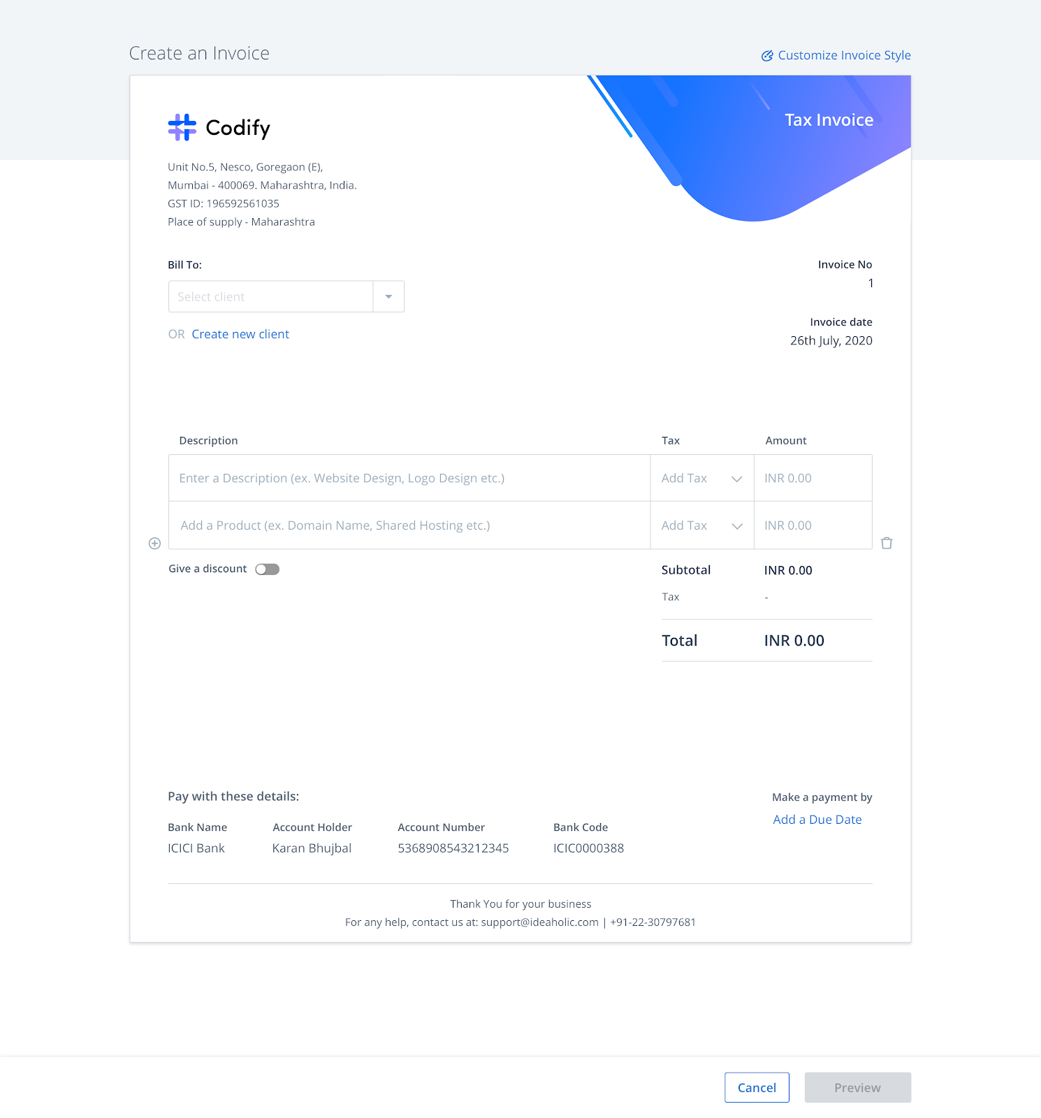 Maestro - Client Invoices