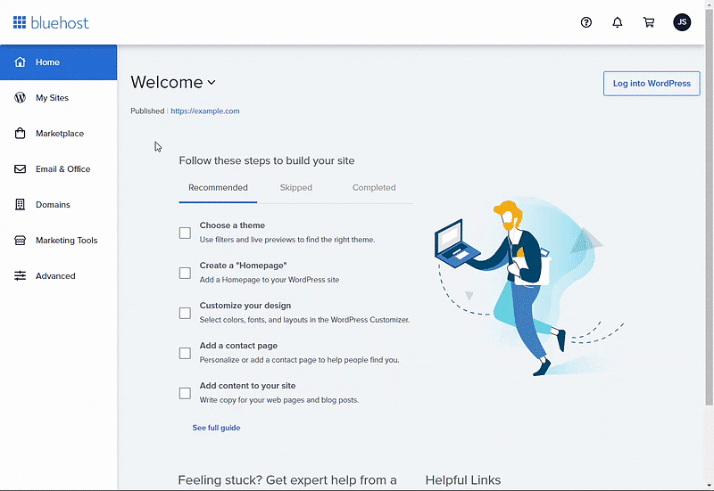 bluehost-website-builder-log-in-to-wordpress1